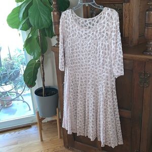 Lined Lace 3/4 Sleeve Flare Dress